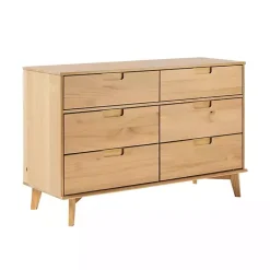 Kirklands Home Natural Pine 6-Drawer Dresser Tan New