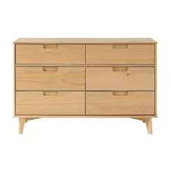 Kirklands Home Natural Pine 6-Drawer Dresser Tan New