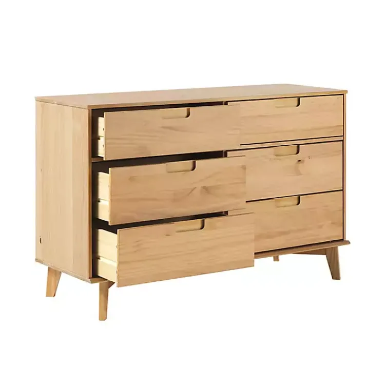 Kirklands Home Natural Pine 6-Drawer Dresser Tan New