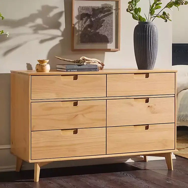 Kirklands Home Natural Pine 6-Drawer Dresser Tan New