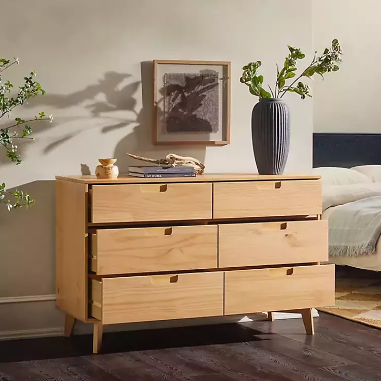 Kirklands Home Natural Pine 6-Drawer Dresser Tan New