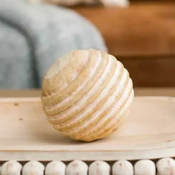 Bowl Filler>Kirklands Home Natural Pine Wood Orb Tan
