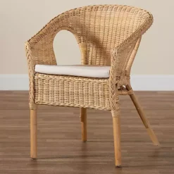 Kirklands Home Natural Rat Abbey Dining Chair Tan New