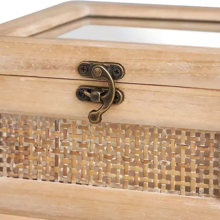 Baskets & Boxes>Kirklands Home Natural Rat and Glass Top Boxes, Set of 2 Tan