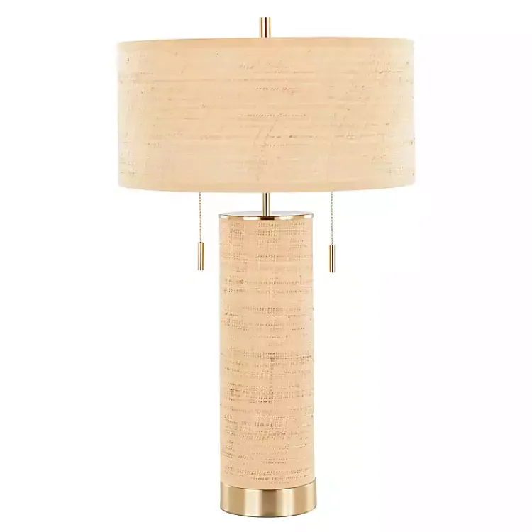 Kirklands Home Natural Rattan and Gold Metal Table Lamp New