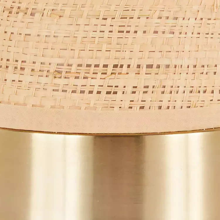 Kirklands Home Natural Rattan and Gold Metal Table Lamp New