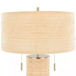 Kirklands Home Natural Rattan and Gold Metal Table Lamp New