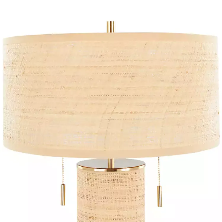 Kirklands Home Natural Rattan and Gold Metal Table Lamp New
