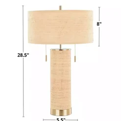 Kirklands Home Natural Rattan and Gold Metal Table Lamp New