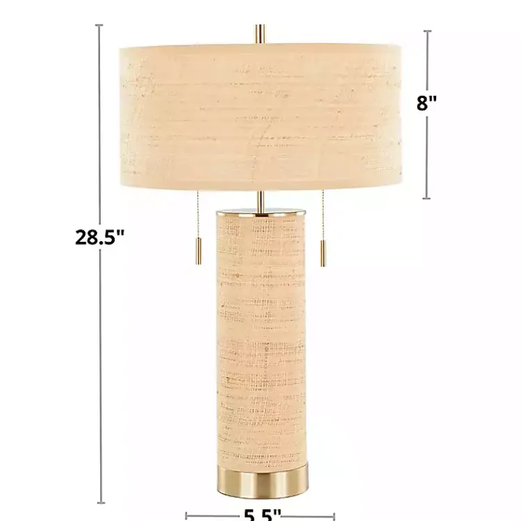 Kirklands Home Natural Rattan and Gold Metal Table Lamp New
