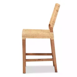 Kirklands Home Natural Rat and Wood Counter Stool Tan