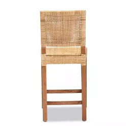 Kirklands Home Natural Rat and Wood Counter Stool Tan