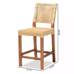 Kirklands Home Natural Rat and Wood Counter Stool Tan