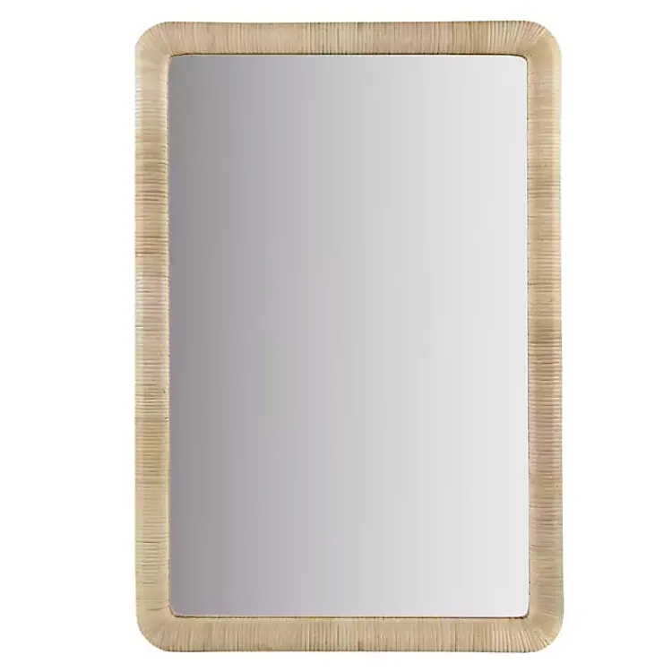 Kirklands Home Natural Rattan Frame Rectangle Wall Mirror New