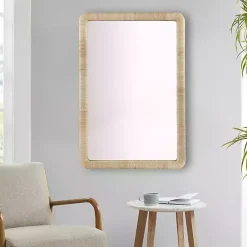 Kirklands Home Natural Rattan Frame Rectangle Wall Mirror New