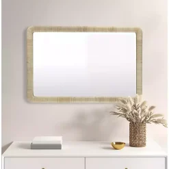 Kirklands Home Natural Rattan Frame Rectangle Wall Mirror New