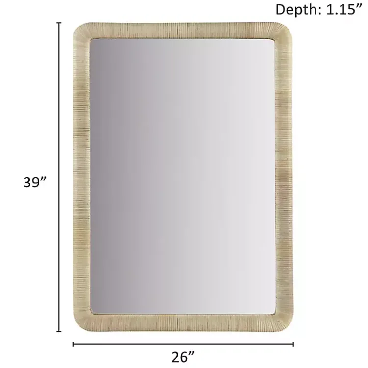 Kirklands Home Natural Rattan Frame Rectangle Wall Mirror New