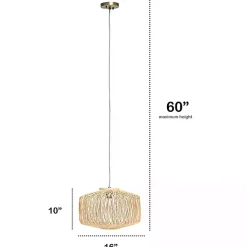 Kirklands Home Natural Rat Geometric Pendant Light Tan