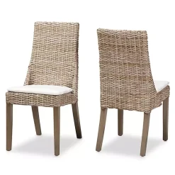 Kirklands Home Natural Rattan High Back Dining Chairs, Set of 2 Brown Hot