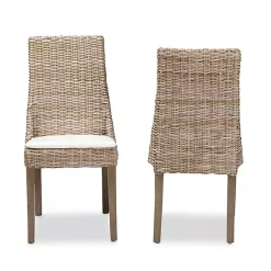 Kirklands Home Natural Rattan High Back Dining Chairs, Set of 2 Brown Hot