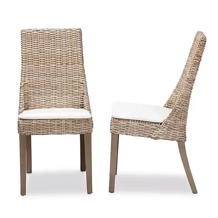 Kirklands Home Natural Rattan High Back Dining Chairs, Set of 2 Brown Hot