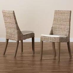 Kirklands Home Natural Rattan High Back Dining Chairs, Set of 2 Brown Hot