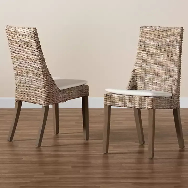 Kirklands Home Natural Rattan High Back Dining Chairs, Set of 2 Brown Hot
