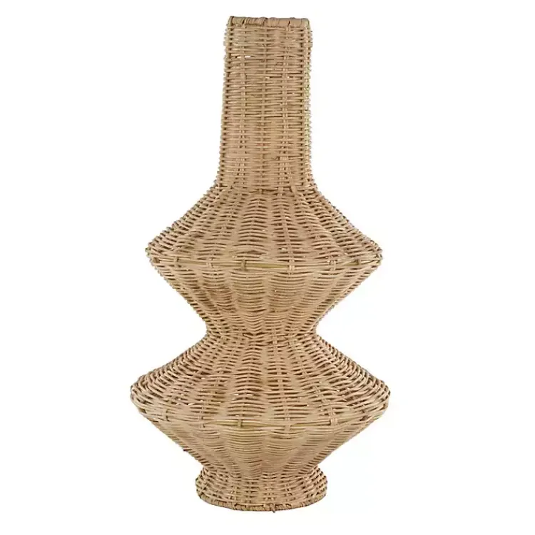 Vases>Kirklands Home Natural Rattan Hourglass Vase Brown