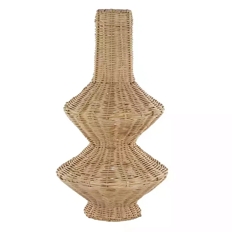 Vases>Kirklands Home Natural Rattan Hourglass Vase Brown