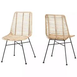 Kirklands Home Natural Rat Manhat Dining Chairs, Set of 2 Tan Outlet