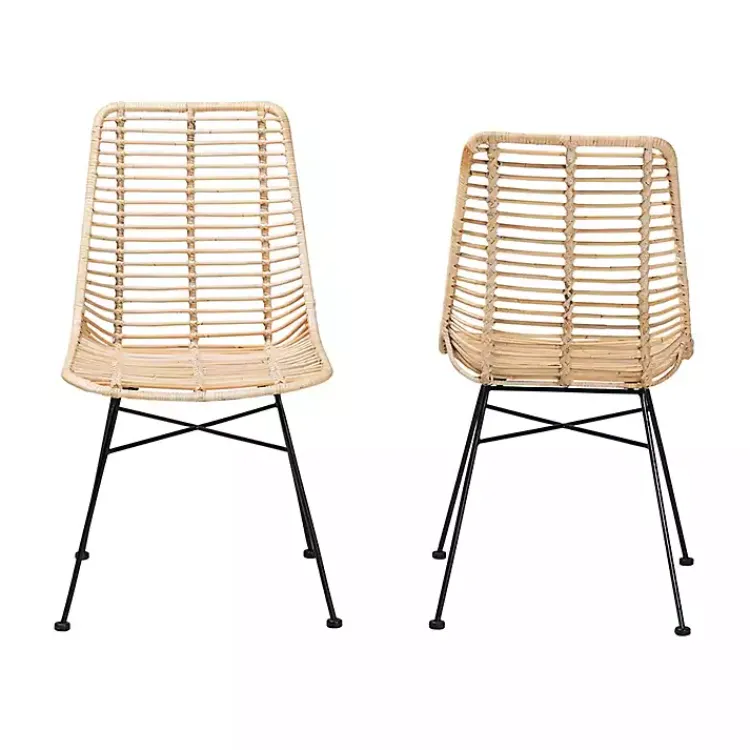 Kirklands Home Natural Rat Manhat Dining Chairs, Set of 2 Tan Outlet