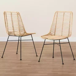 Kirklands Home Natural Rat Manhat Dining Chairs, Set of 2 Tan Outlet