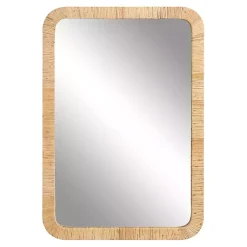 Kirklands Home Natural Rattan Rounded Rectangle Wall Mirror Best