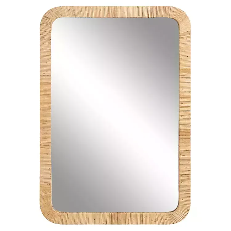 Kirklands Home Natural Rattan Rounded Rectangle Wall Mirror Best