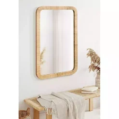 Kirklands Home Natural Rattan Rounded Rectangle Wall Mirror Best