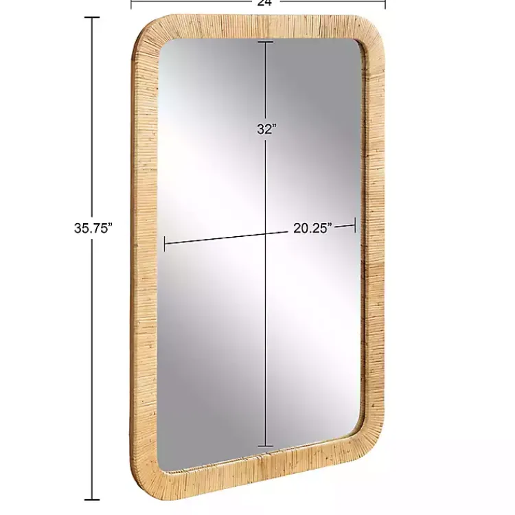 Kirklands Home Natural Rattan Rounded Rectangle Wall Mirror Best