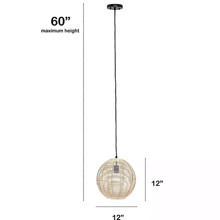 Kirklands Home Natural Rat Sphere Pendant Light Tan Sale
