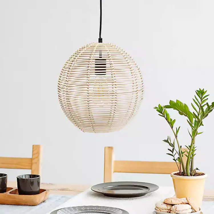 Kirklands Home Natural Rat Sphere Pendant Light Tan Sale
