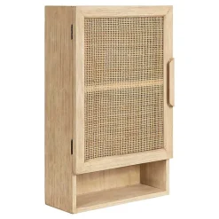 Kirklands Home Natural Rattan Wall Cabinet with Shelf Hot