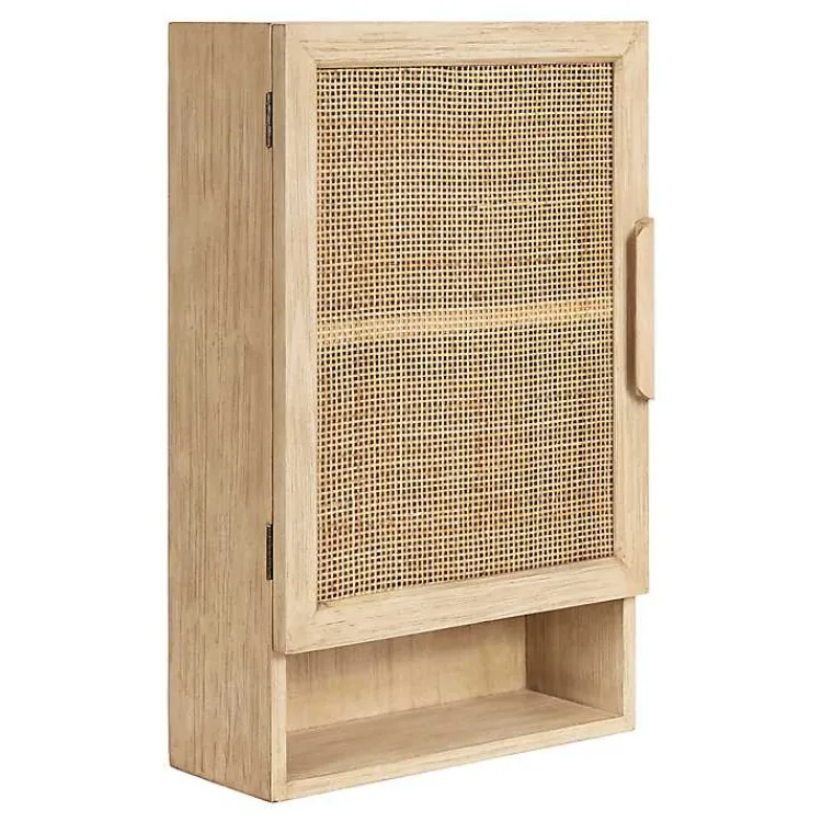 Kirklands Home Natural Rattan Wall Cabinet with Shelf Hot