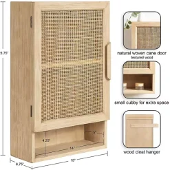 Kirklands Home Natural Rattan Wall Cabinet with Shelf Hot