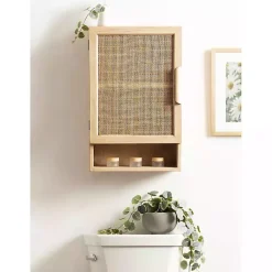 Kirklands Home Natural Rattan Wall Cabinet with Shelf Hot