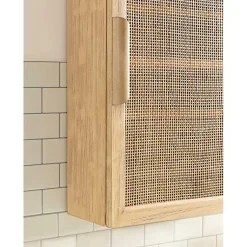 Kirklands Home Natural Rattan Wall Cabinet New
