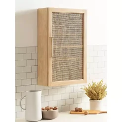 Kirklands Home Natural Rattan Wall Cabinet New