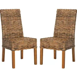Kirklands Home Natural Rattan Wood Woven 2-pc. Dining Chair Set Brown Outlet