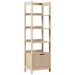 Kirklands Home Natural Reeded Wood Holmes Narrow Bookcase Tan Hot
