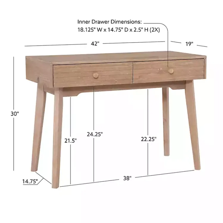 Kirklands Home Natural Ripples 2-Drawer Wood Desk Brown