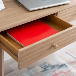 Kirklands Home Natural Ripples 2-Drawer Wood Desk Brown