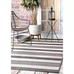 Kirklands Home Natural Robin Stripe Outdoor Rug, 5x7 Tan Best