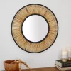 Kirklands Home Natural Round Slatted Frame Wall Mirror Online